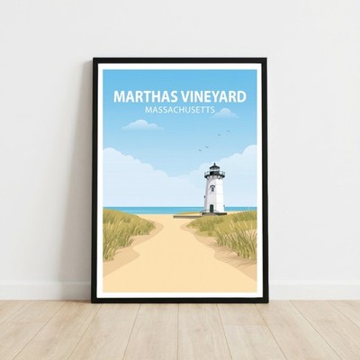 Marthas Vineyard Massachusetts Reiseposter Wandbild Kunstdruck Urlaubsgeschenk