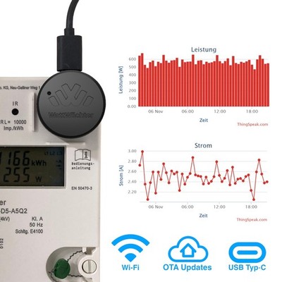 WattWächter Wi-Fi/USB Gen.2 | IR Schreib-Lesekopf | Tasmota | Volkszähler |Hichi