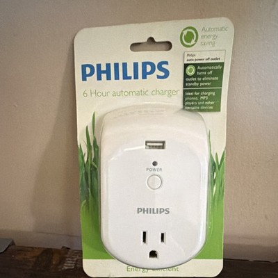 Philips 6-Hour Automatic Plug-In Charger Timer w/ USB Port & AC Outlet White