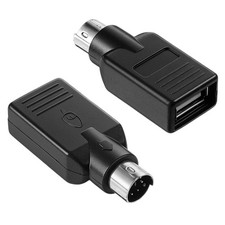 2Pcs Black Female to Male PS2 to USB Converter Adapter USB PS2 Adapter Converter