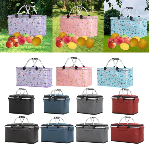 Large Picnic Basket Insulated Cooler Lunch Bag for Adult Men Women Waterproof