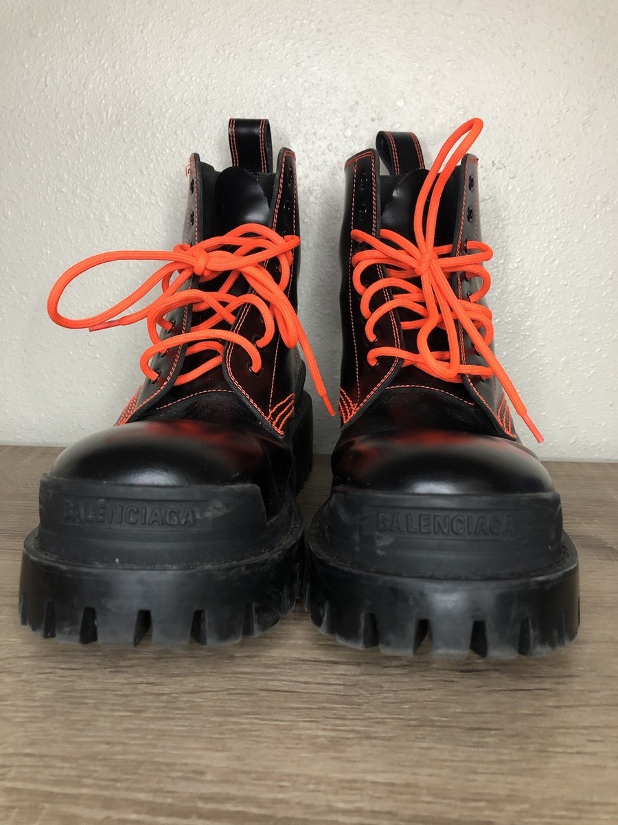 Balenciaga Strike Boots Black Orange Size 39 EU US