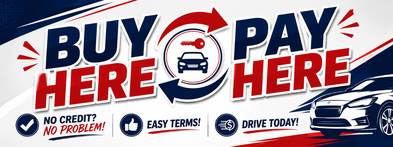 3ft x 8ft Buy Here Pay Here Vinyl Banner- New-Free Shipping