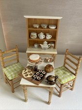 Dolls House 1/12th Kitchen Table Dresser Chairs Food Crockery Teapot