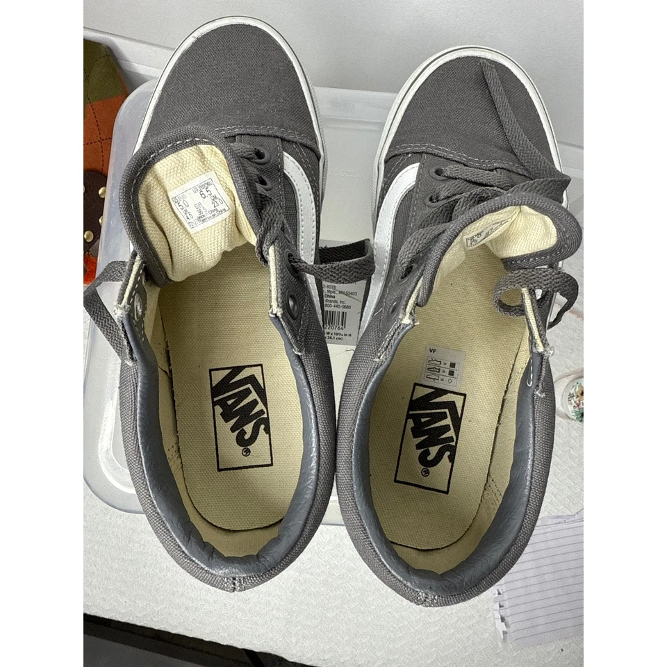 Vans Old Skool Tenis de Lona Gris/Blanco Clásicos Zapatos de Skate Juveniles Talla 5 Foto 4 de 4