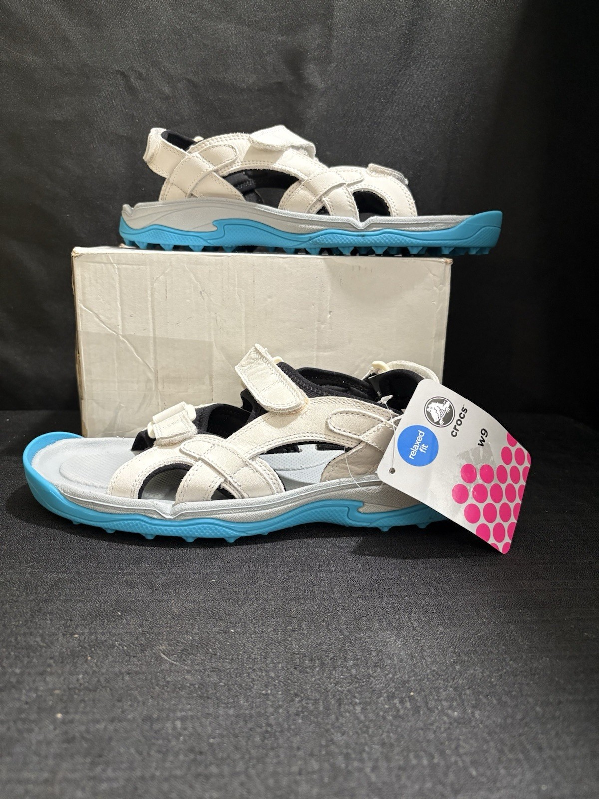 APL Sandali da donna Crocs XTG Lopro Golf con tacchetti senza punte taglia 9 grigio bianco turchese