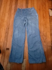 Vintage 70s Wrangler Womens Jeans Bell Bottom Double Zipper Size 13 / 14