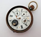 Antique Gunmetal Triple Calendar Moonphase Pocket Watch Swiss Made SPARES