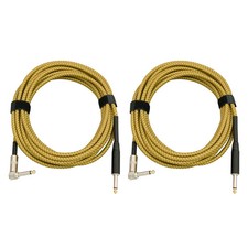 Musician's Gear Tweed Right Angle Instrument Cable 2Pack 20 ft. Gold
