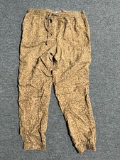 Nicole Miller Animal Print Brown 100 Lyocell Blend Tapered Pants Women's Sz L