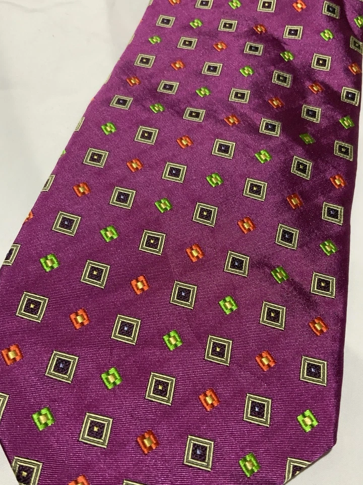 Corbata de hombre Seigo Katsuragawa H.M en Japón roja seda cuadrada estampado geométrico nueva sin etiquetas Foto 2 de 4