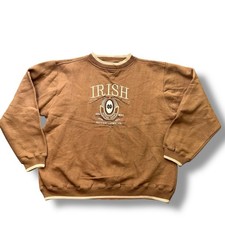 Vintage 90s Notre Dame Crewneck Sweatshirt XL Midwest Embroidery Gold Brown
