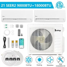 27000BTU Dual Zone Ductless Mini Split Air Conditioner 9000 +18000 BTU -21 SEER2