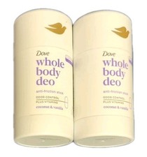 2 Pack: Dove Whole Body Deo Anti-Friction Stick Coconut/Vanilla 2.6oz. ea
