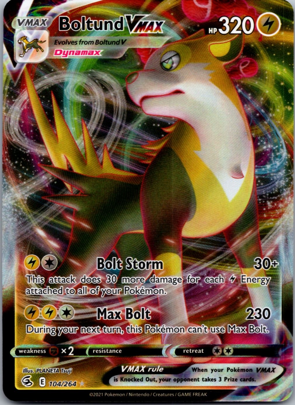 Boltund VMAX 104/264 Fusion Strike Holo VMAX Rare Pokemon Near Mint