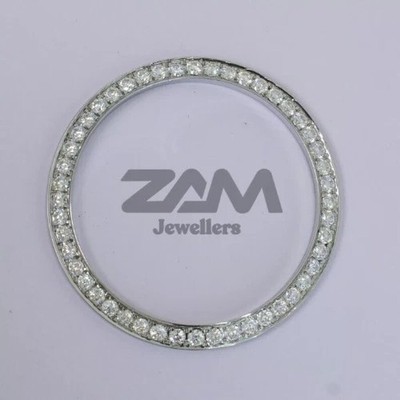 Synthetic Brass Material 124060 41MM White Moissanite Diamond Silver Watch Bezel