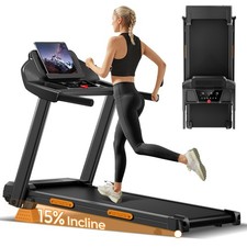 15 Incline Treadmill with Handle, 3-in-1 Portable Treadmills for Home and Of...