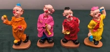 Set Of Four  Hobo Clown 3.5" Resin Figurines By Toyvian