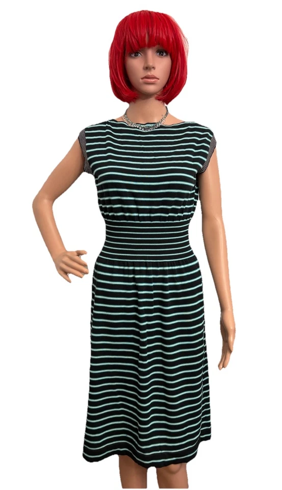 PRADA Suéter Vestidos Jersey Negro/Azul Rayas Talla:40 EE. UU.:4 Foto 4 de 4