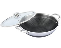 Wok Pfanne Wokpfanne Mit Glasdeckel Edelstahl Induktion Ø32Cm Cheffinger CF-PW32