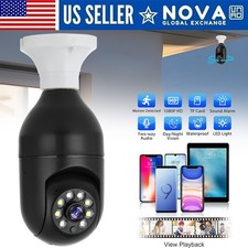 360° 1080P IP E27 Bombilla Cámara Wi-Fi IR Noche Hogar Inteligente Inalámbrico Seguridad