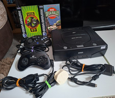 Sega Saturn Black Console 2 Controllers 2 Games Tested & Working VGC