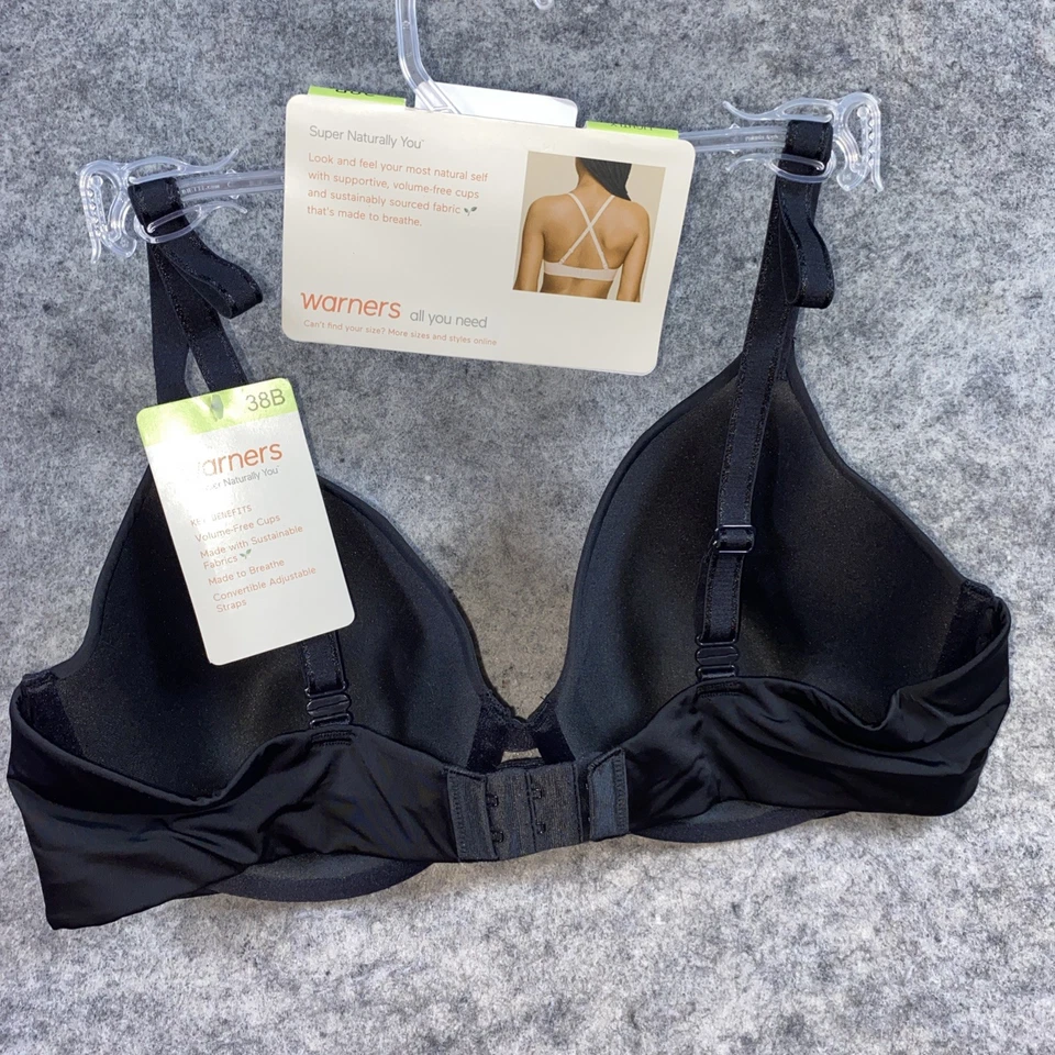 Sujetador camiseta convertible con aros Warners para mujer 38B negro Super Naturally You Foto 4 de 4