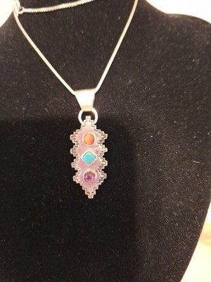 Navajo 925 RLH Sterling Stamped Pendant With 925 BS Italy Stamped 17.5'' Chain.