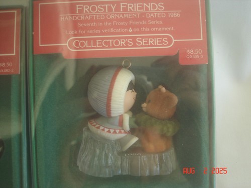 MINT BOXED LOT 3 HALLMARK FROSTY FRIENDS ORNAMENTS 1984 #5 1985 #6 1986 #7 TABS - Picture 6 of 12