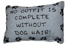 Small Throw Pillow-Dog theme - No Outfit Is Complete Without Dog Hair ...