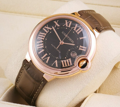 Cartier Ballon Bleu 42 Choclate 18K Rosegold Herrenuhr Box & Papiere
