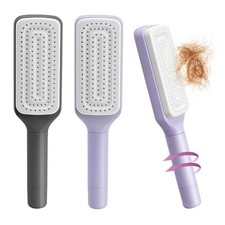 Self-Cleaning Massage Brush Telescopic Comb with One-Click Cleaning Rotating