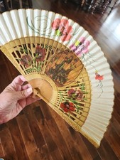 Spanish Style Folding Hand Fan With Flamenco Dancers Spain Floral Bamboo