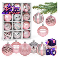 Weihnachtskugeln Rosa Kunststoff 6Cm 12 StüCk Set Christbaumkugeln Groß