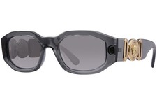 Versace VE4361 3116G Sunglasses Transparent Grey/Gold-Medusa-Logo/Silver Mirror