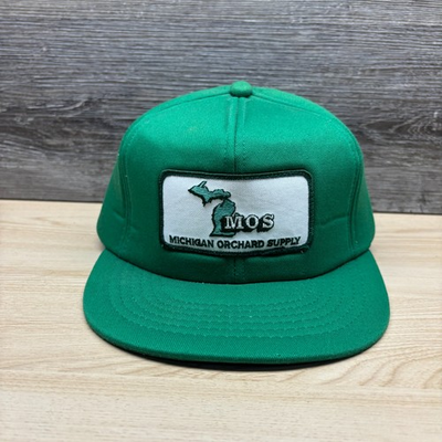 #ad #ad Vintage Michigan Orchard Supply Hat Cap Snap Back Green MOS Farm Feed Promo $48.85