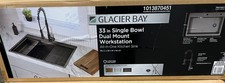 Glacier Bay 33in.Drop-In Single Bowl 18GGunmetal Stainless Steel Sink NO FAUCET