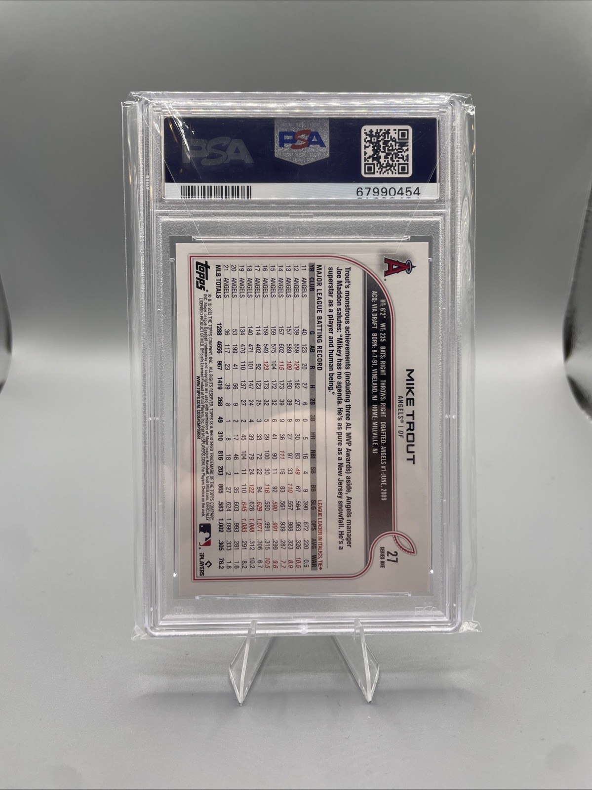 2022 Topps Series 1 Mike Trout SSP #27 Image Variation "Batting Cage" - PSA 10 view 2