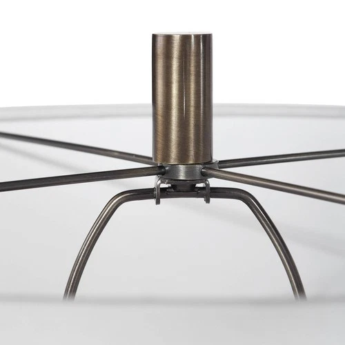 Modern Floor Lamp 67" Tall Aged Black Brass White Drum Shade Living Room Office - Picture 6 of 7