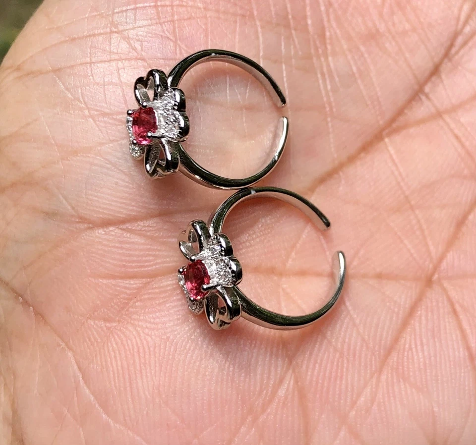 2 Stück 925 Sterling Silber + cz Zehenringe verstellbar, hochglanzpoliert, ve... - Bild 3 von 4