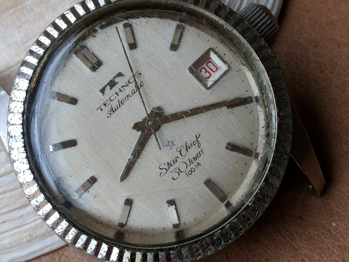 Vintage Technos Star Chief 10 ATM Watch w/Divers All SS Case FOR
