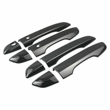 Black Carbon Fiber Pattern Door Handle Cover Set For Honda Civic 10th 2016-2020