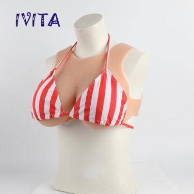 Soutien-gorge Silicone Drag Queen IVITA - L Cup, Sur Mesure (14XL), Blanc