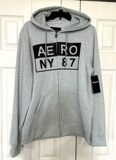 Aeropostale Junior Men Size L AERO NY Logo Hoodie w/ Kangaroo Pocket Long Sleeve