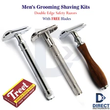 Professional Men Grooming Shaving Kits Double Edge Safety Razors Butterfly Open