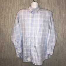 Tommy Bahama Blue Plaid Dress Shirt Mens 17