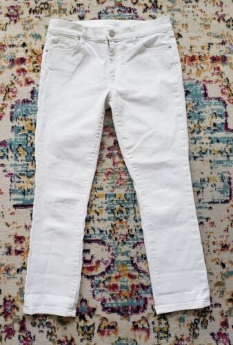 Ann Taylor LOFT  White High Waist Skinny Leg Crop Jeans Stretch Denim Pants 27 4 - Picture 1 of 5