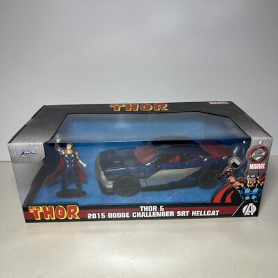 Jada Marvel Thor & 2015 Dodge Challenger SRT Hellcat & Figur Maßstab 1:24