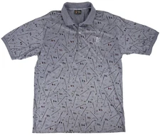 Bobby Jones Golf  TPC Eagle Trace Polo Gray Club Flags Logo Shirt Sz Large Italy