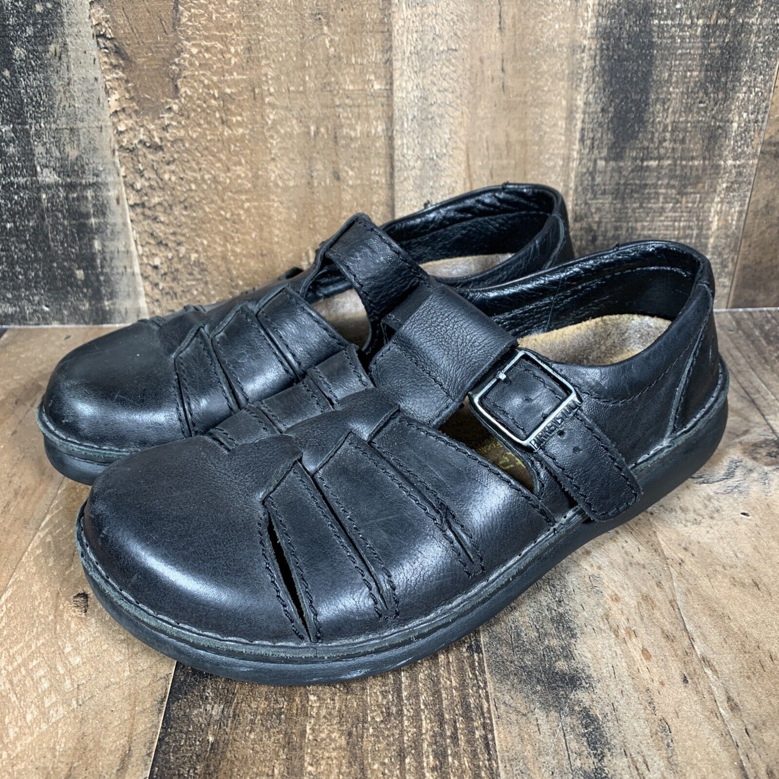 Birkenstock Footprints Madeira Fisherman Leather Black Women's 6 US | eBay